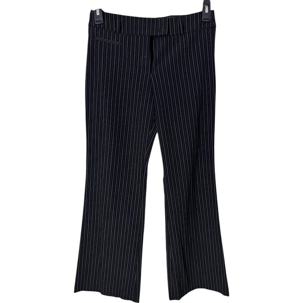 BCBG Max Azria Dress Pants Womens Size 6 Black Pinstripe Bootcut Leg Low Rise